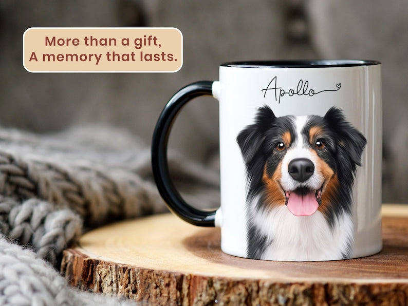 Custom Mug From Photo, Christmas Gift For Pet Parents, Dog Lover Gift, Pet Portrait, Pet Painting, Coffee Mug, Dog Dad Gift, Dad, AOM1