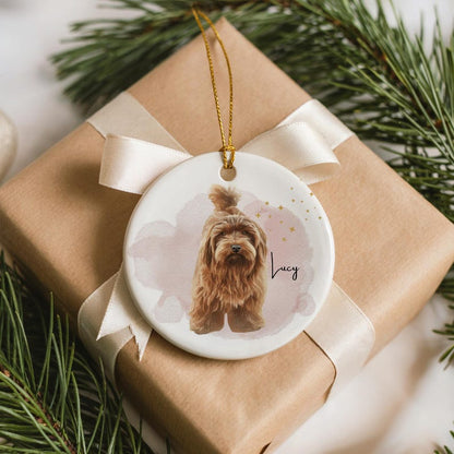 Custom Pet Portrait Ornament Watercolor Dog or Cat Ceramic Ornament Personalized Christmas Gift Personalized Pet Memorial Keepsake Cat Gift
