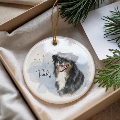 Custom Pet Portrait Ornament Watercolor Dog or Cat Ceramic Ornament Personalized Christmas Gift Personalized Pet Memorial Keepsake Cat Gift