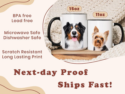 Custom Mug From Photo, Christmas Gift For Pet Parents, Dog Lover Gift, Pet Portrait, Pet Painting, Coffee Mug, Dog Dad Gift, Dad, AOM1