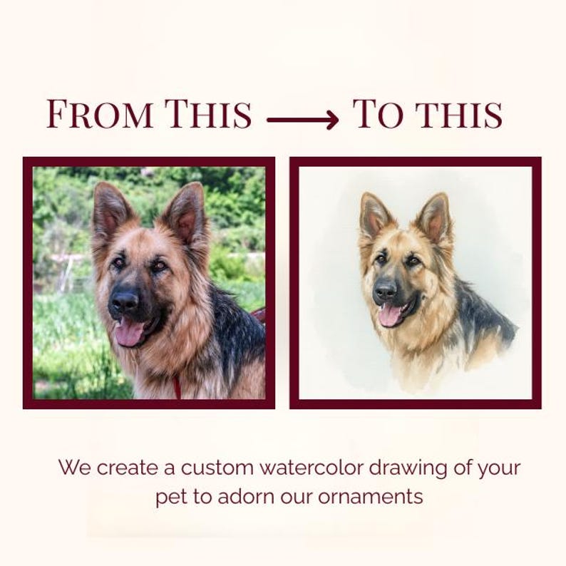 Custom Pet Portrait Ornament Watercolor Dog or Cat Ceramic Ornament Personalized Christmas Gift Personalized Pet Memorial Keepsake Cat Gift