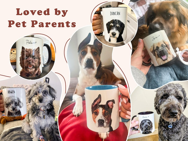 Custom Mug From Photo, Christmas Gift For Pet Parents, Dog Lover Gift, Pet Portrait, Pet Painting, Coffee Mug, Dog Dad Gift, Dad, AOM1