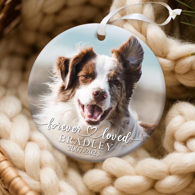 Personalized Pet Memorial Photo Ornament: Dog Sympathy Gift