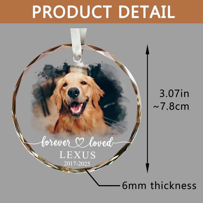 Personalized Pet Memorial Photo Ornament: Dog Sympathy Gift