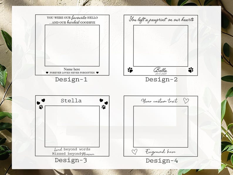 Personalized Pet Memorial Photo Frame: Engraved Oak & Cherrywood