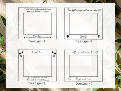 Personalized Pet Memorial Photo Frame: Engraved Oak & Cherrywood