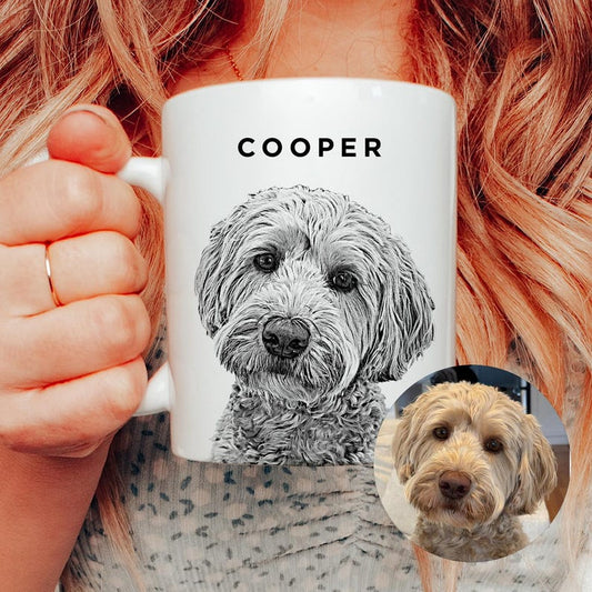 Custom Pet Portrait Coffee Mug: Christmas Gift for Dog Dad & Cat Mom