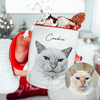 Custom Pet Portrait Coffee Mug: Christmas Gift for Dog Dad & Cat Mom