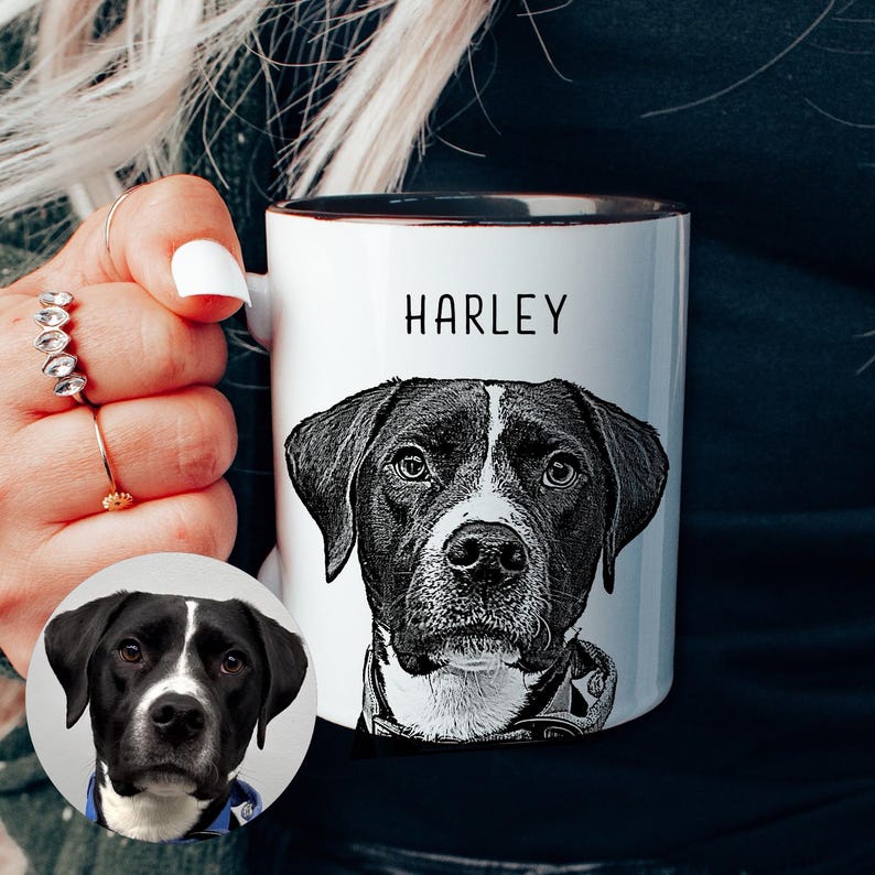 Custom Pet Portrait Coffee Mug: Christmas Gift for Dog Dad & Cat Mom