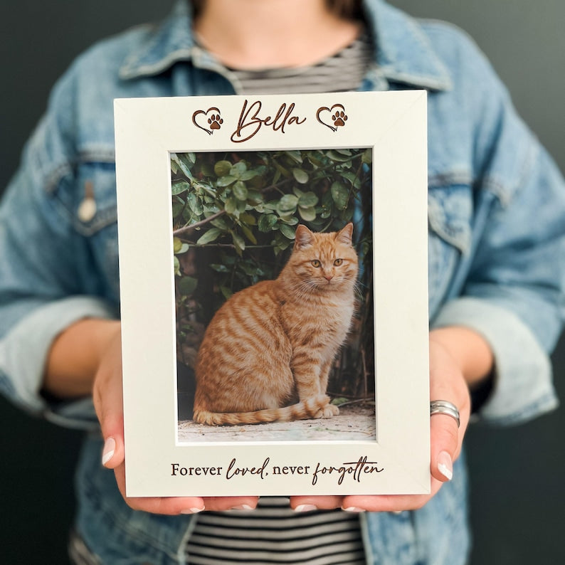 Personalised Pet Memorial Gift Photo Keepsake | Cat Memorial Gift | Dog Picture Frame, Pet Loss Sympathy Frame, Engraved Pet Memorial