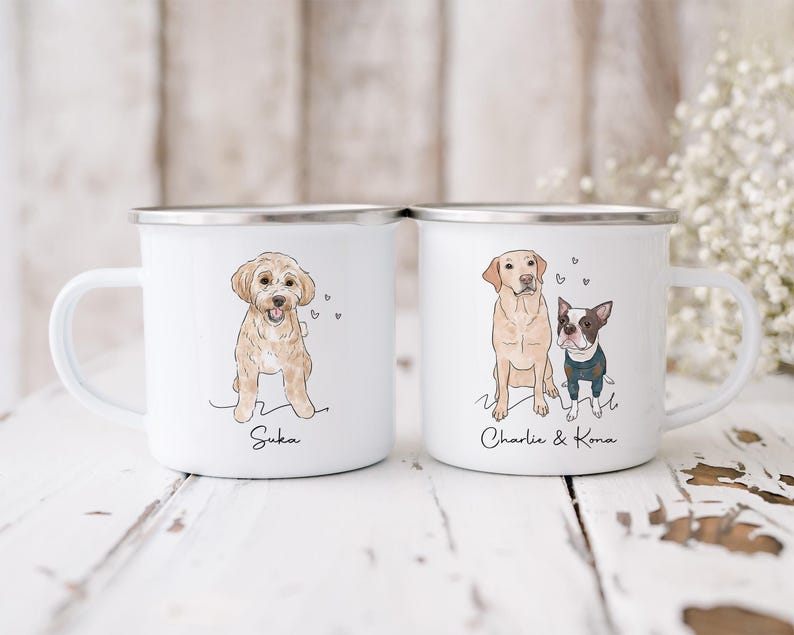 Custom Pet Portrait Mug, Personalized Watercolor Dog Cat Coffee Mug, Dog Mom Mug, Pet Lover Gift