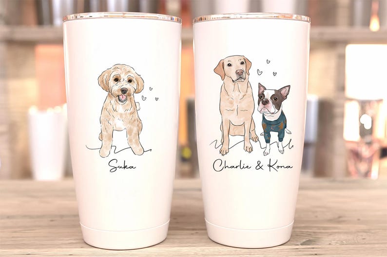 Custom Pet Portrait Mug, Personalized Watercolor Dog Cat Coffee Mug, Dog Mom Mug, Pet Lover Gift