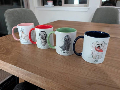 Custom Pet Portrait Mug, Personalized Watercolor Dog Cat Coffee Mug, Dog Mom Mug, Pet Lover Gift