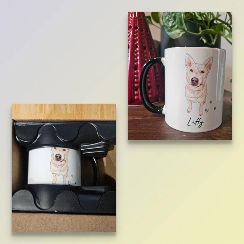 Custom Pet Portrait Mug, Personalized Watercolor Dog Cat Coffee Mug, Dog Mom Mug, Pet Lover Gift