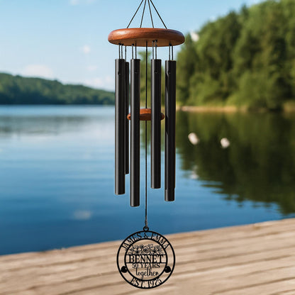 Couple Anniversary Wind Chime, Custom Etched Romantic Gift, Wedding Outdoor Decor, Personalized 25th/40th/50th Milestone, Parents Keepsake