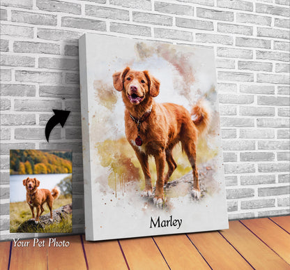 Custom Dog Portrait from Photo – Pet Wall Art Poster or Canvas