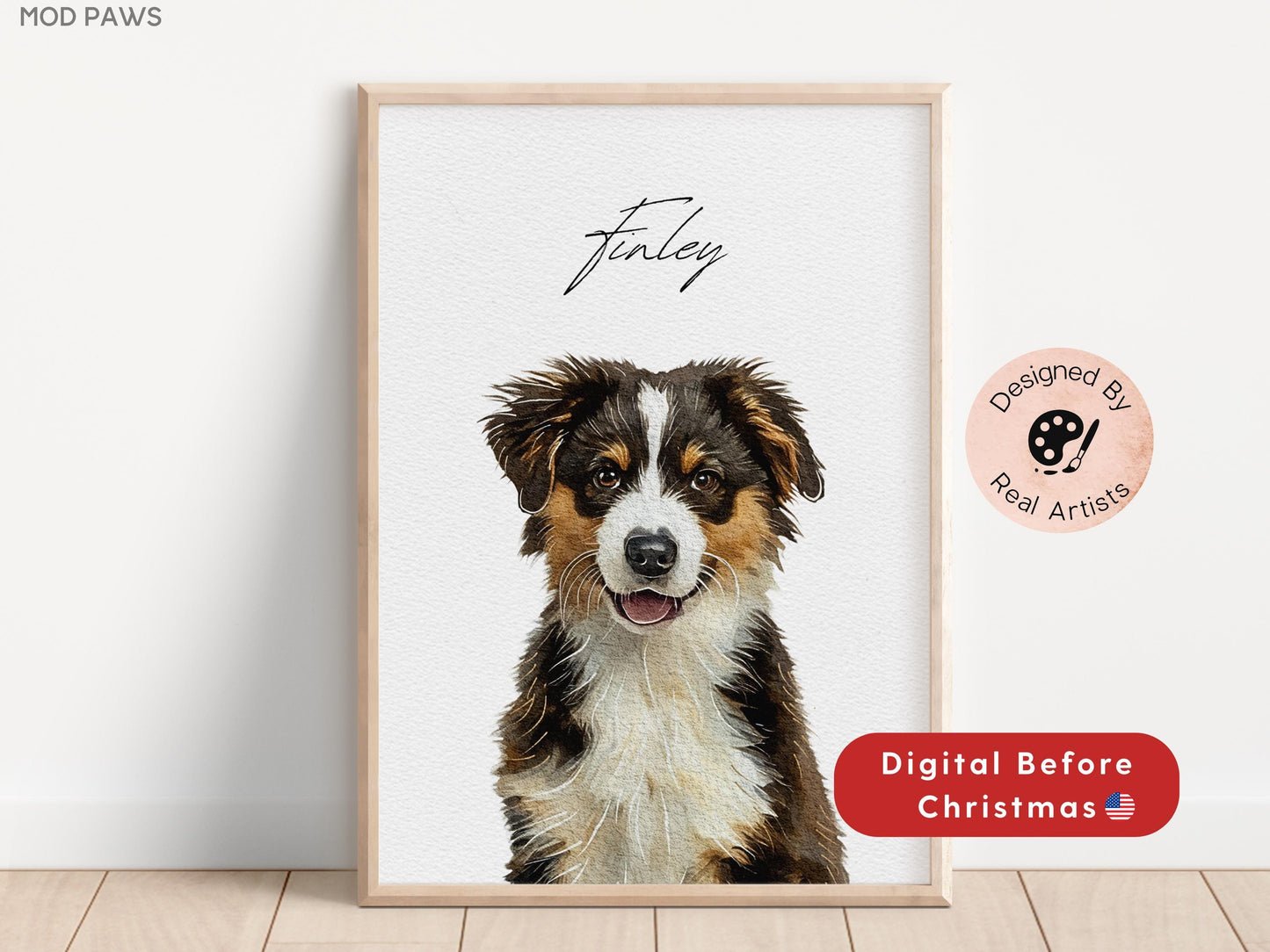 Custom Watercolor Pet Portrait – Personalized Dog & Cat Art