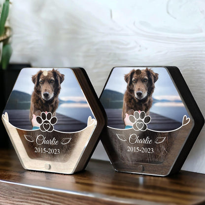 Custom Pet Memorial Photo Box – Personalized Fur Keepsake, Dog Loss Gift with Picture, Name & Fur Holder
