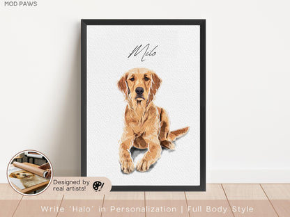 Custom Watercolor Pet Portrait – Personalized Dog & Cat Art