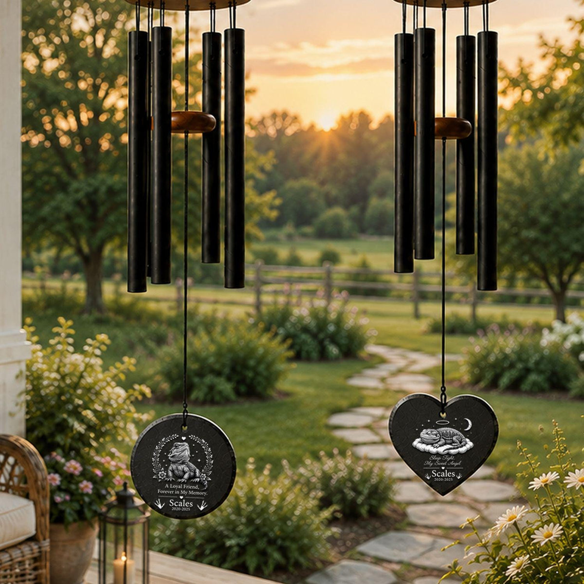Bearded Dragon Memorial Wind Chime, Personalized Pet Loss Gift, Reptile Memorial Windchime, Rainbow Bridge Gift, Stone Sail Memorial - 7