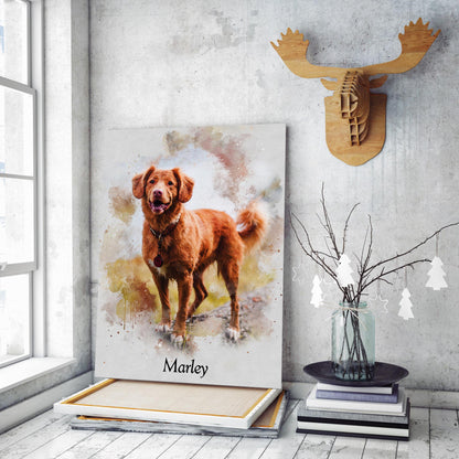 Custom Dog Portrait from Photo – Pet Wall Art Poster or Canvas