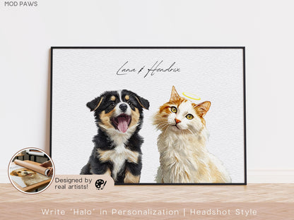 Custom Watercolor Pet Portrait – Personalized Dog & Cat Art