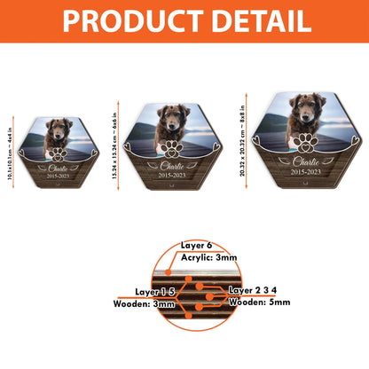 Custom Pet Memorial Photo Box – Personalized Fur Keepsake, Dog Loss Gift with Picture, Name & Fur Holder