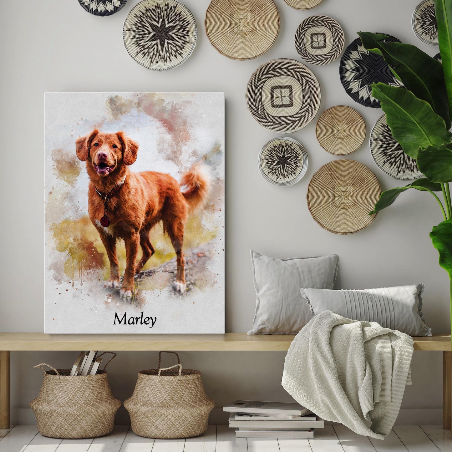 Custom Dog Portrait from Photo – Pet Wall Art Poster or Canvas