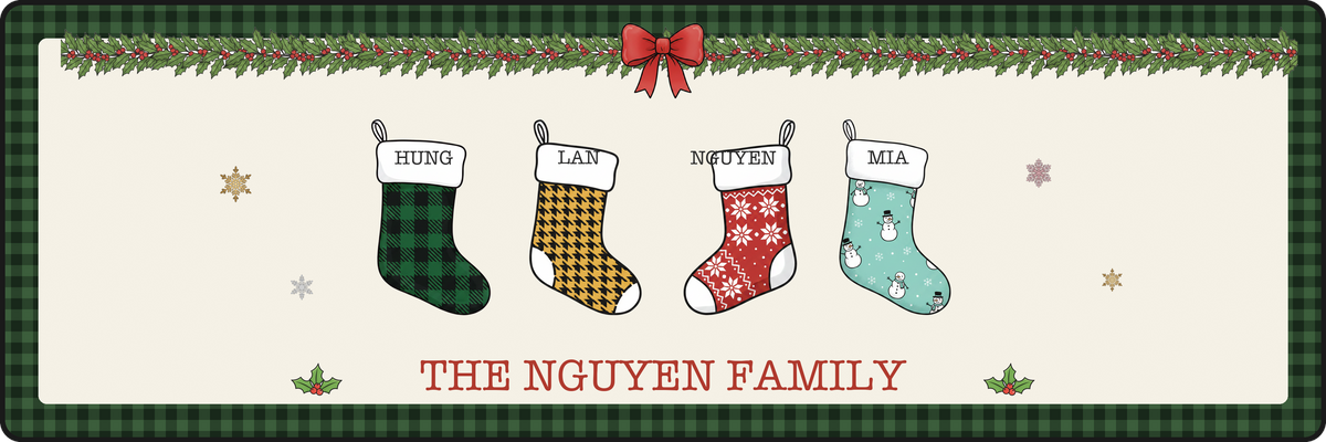 Christmas Together - Personalized Family Stockings Runner Rug, Custom Name Holiday Doormat