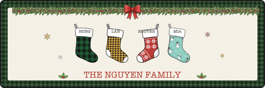 Christmas Together - Personalized Family Stockings Runner Rug, Custom Name Holiday Doormat