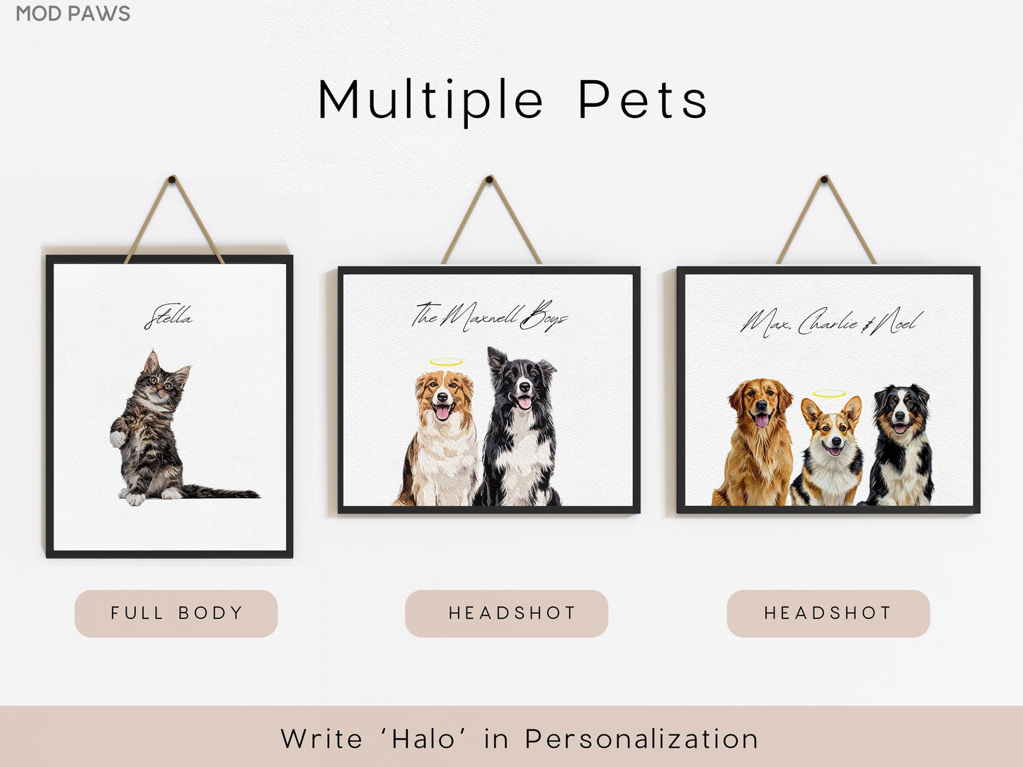 Custom Watercolor Pet Portrait – Personalized Dog & Cat Art