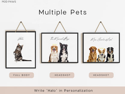 Custom Watercolor Pet Portrait – Personalized Dog & Cat Art