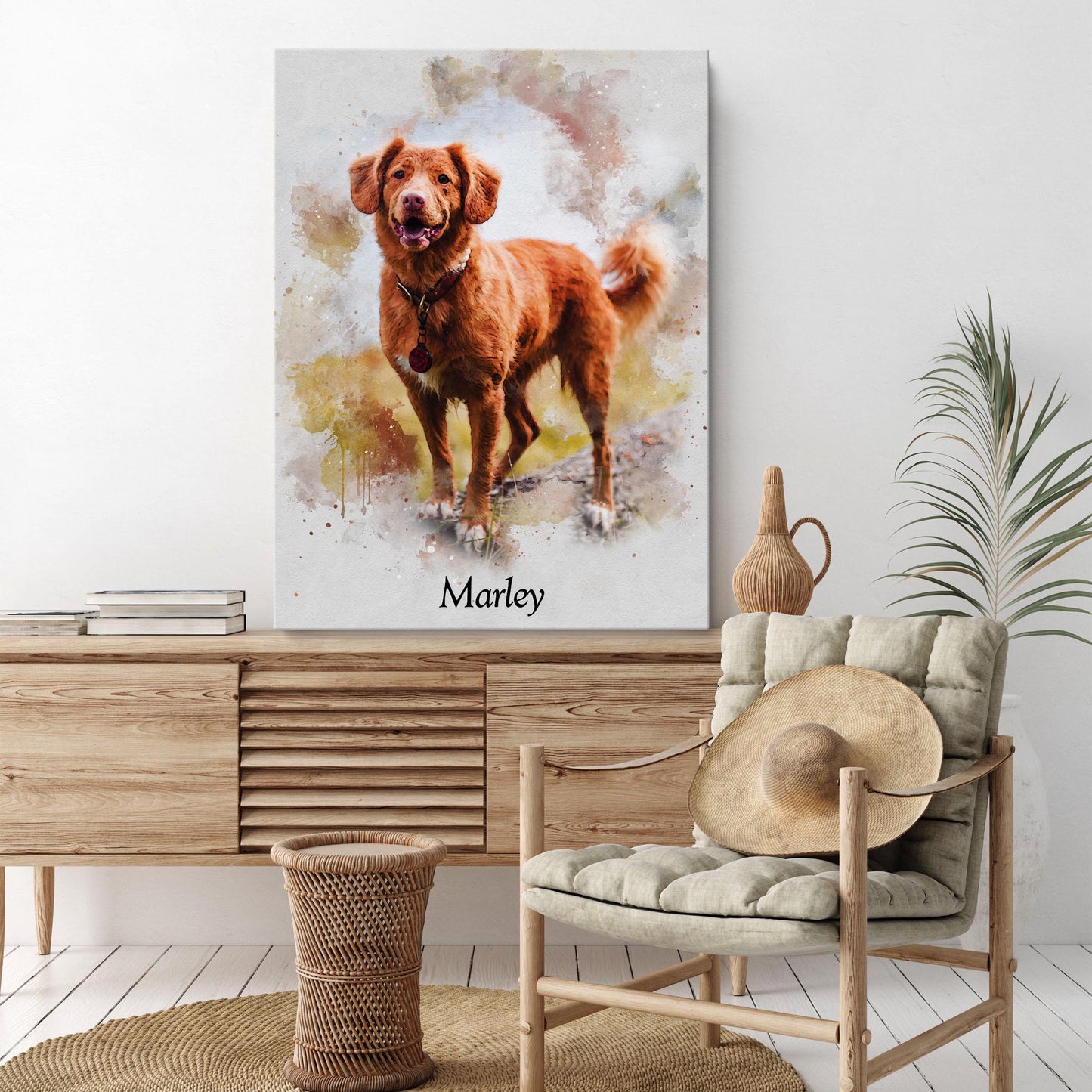 Custom Dog Portrait from Photo – Pet Wall Art Poster or Canvas