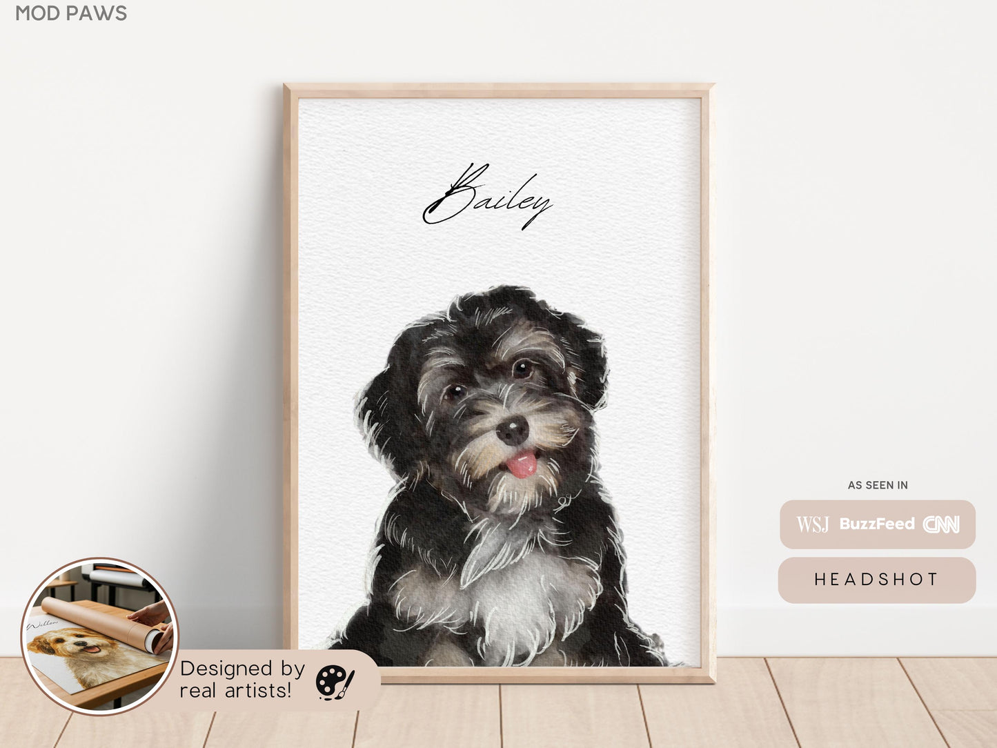 Custom Watercolor Pet Portrait – Personalized Dog & Cat Art