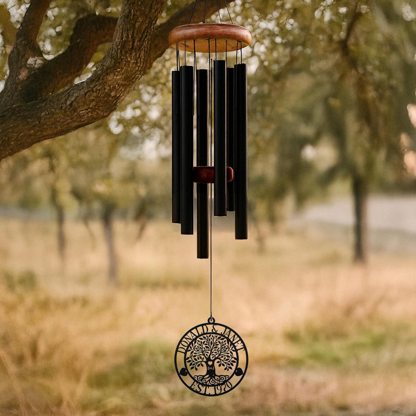 Couple Anniversary Wind Chime, Custom Etched Romantic Gift, Wedding Outdoor Decor, Personalized 25th/40th/50th Milestone, Parents Keepsake