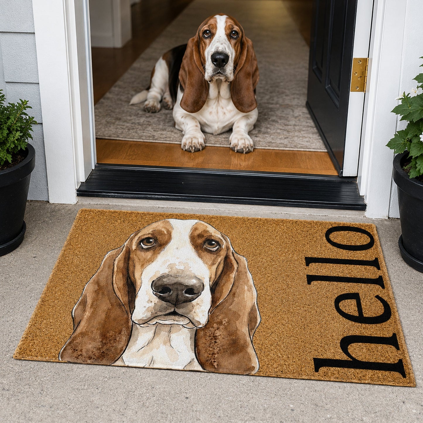 Custom Pet Portrait Funny Doormat Watercolor Art - Personalized Doormat V2