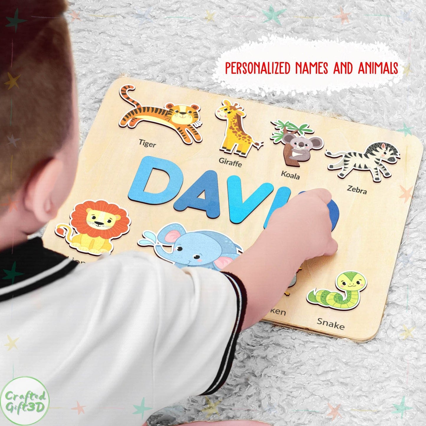 Name Puzzle Board, Forest Animal Puzzle