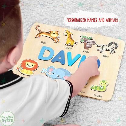 Name Puzzle Board, Forest Animal Puzzle