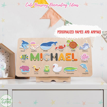 Name Puzzle Board, Forest Animal Puzzle