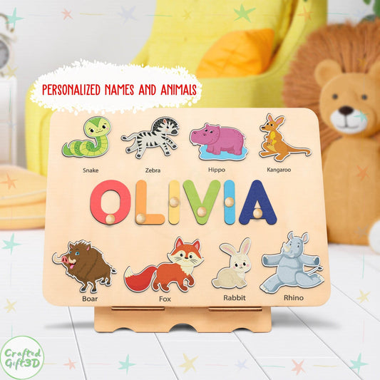 Name Puzzle Board, Forest Animal Puzzle