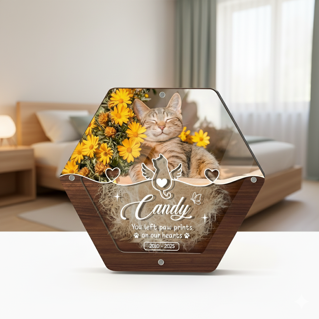Custom Pet Hair Storage Box, Pet Tooth Memorial Gift, Custom Pet Fur Keepsake, Wooden Box with Dog Picture, Dog Cat Ashes Teeth Hair Box