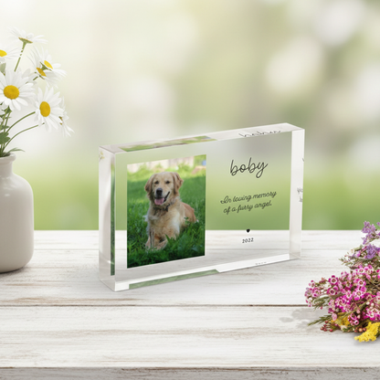 Personalized Pet Memorial Acrylic Photo Block: Bereavement Gift