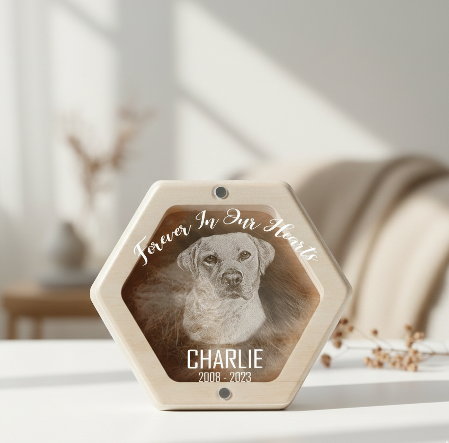 Custom Pet Hair Keepsake | Pet Hair Memorial Box | Dog Fur Keepsake | Personalized Dog Portrait Gift | Engraved Loss of Pet Gifts