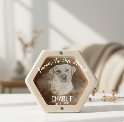 Custom Pet Hair Keepsake | Pet Hair Memorial Box | Dog Fur Keepsake | Personalized Dog Portrait Gift | Engraved Loss of Pet Gifts