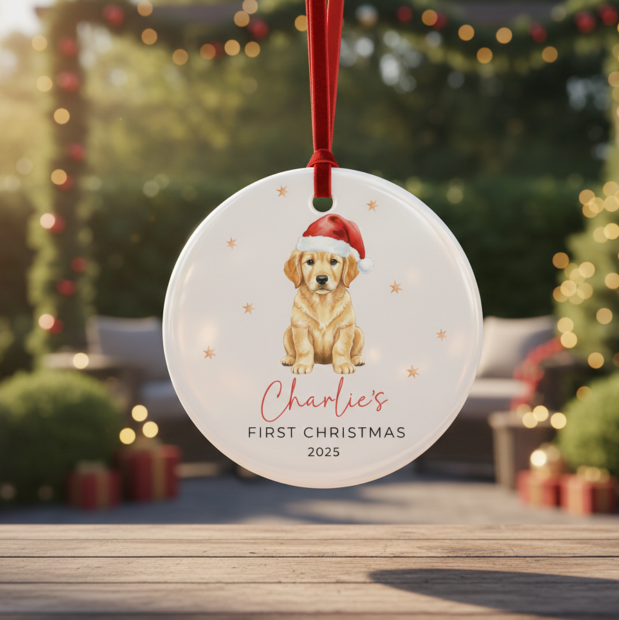 Golden Retriever Puppy First Christmas Ornament Keepsake Personalized New Pet Ornament Pets First Christmas Ornament Golden retriever Mom