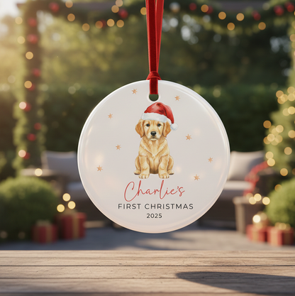 Golden Retriever Puppy First Christmas Ornament Keepsake Personalized New Pet Ornament Pets First Christmas Ornament Golden retriever Mom