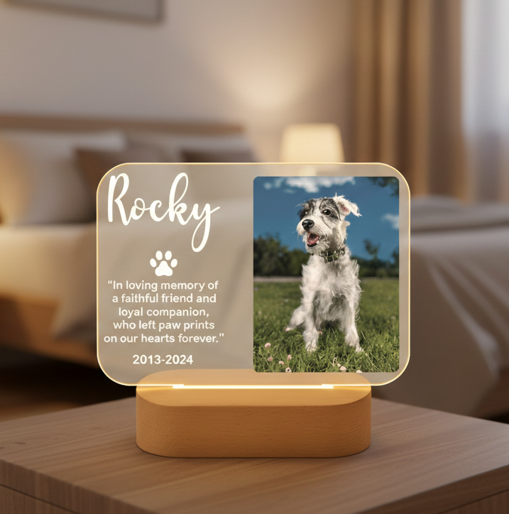 Personalized Pet Memorial Night Light - Custom LED Lamp for Pet Lovers, Perfect Remembrance Gift, Unique Memorial Decor Heartfelt Nightlight