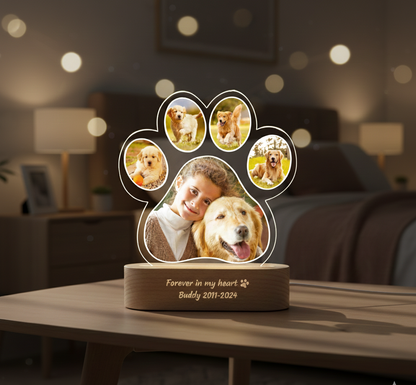 Custom Dog Photo Night Light, Dog Memorial Gifts, Light Up Pet Memorial Plaque, Custom Photo Gift, Personalized Gift for Pet Loss