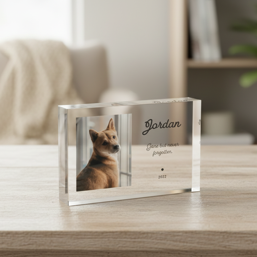 Personalized Dog Memorial Acrylic Photo Block: Pet Loss Sympathy Gift