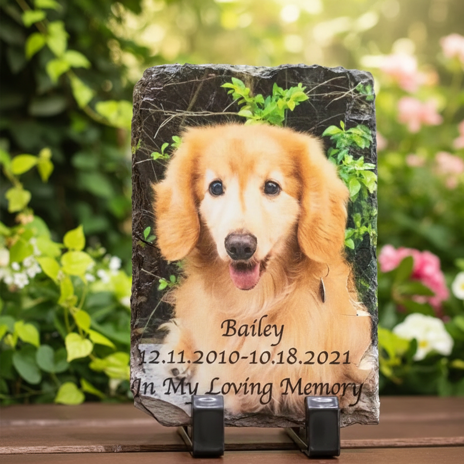 Custom Pet Photo Rock Slate, Personalized Memorial Pet Stone For Dog & Cat, Pet Loss Memorial Keepsake, Grieving Gifts for Pet Lover Owner